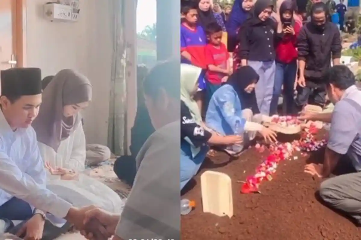 Tangis Pengantin Baru Pecah di Pemakaman Suami Baru 3 Hari Akad Nikah, Meninggal Saat Antar Undangan