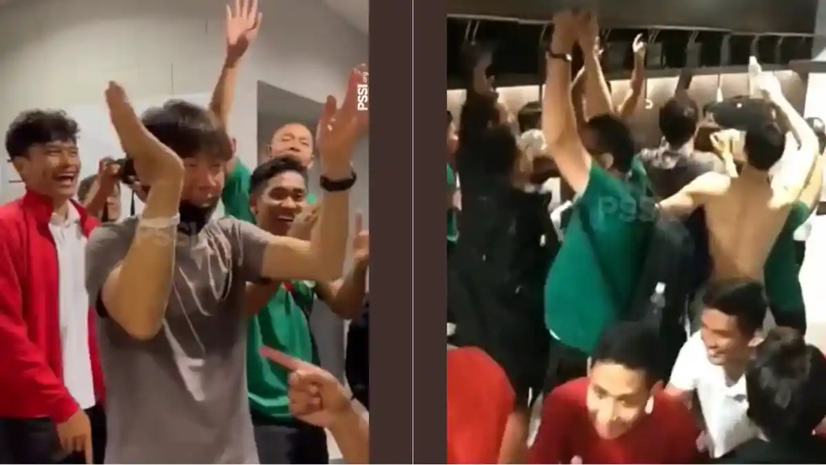 AKSI Shin Tae-yong Joget Bareng Pemain di Ruang Ganti Usai Melaju Ke Final Piala AFF 2020