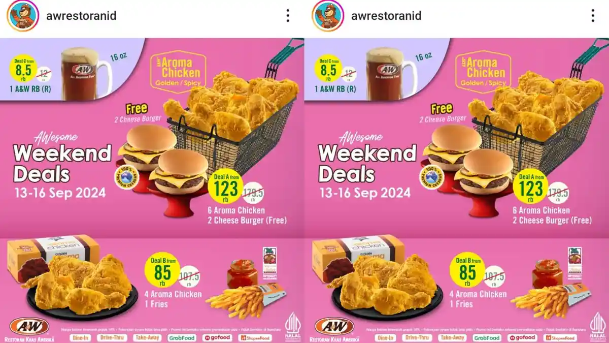 DISKON Besar AW Restoran 15-16 September 2024, Dapatkan 4 Aroma Chicken + 1 Fries Rp 85.000