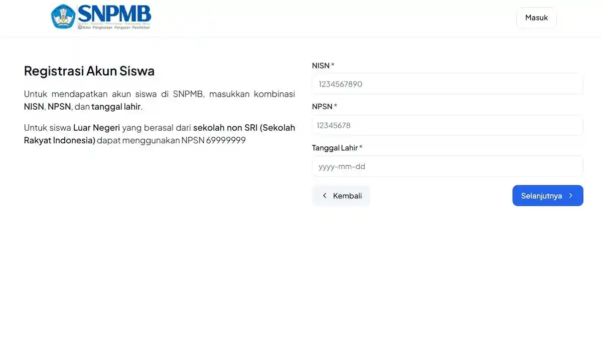 Cara Registrasi Akun SNPMB Siswa untuk SNBP dan SNBT2025