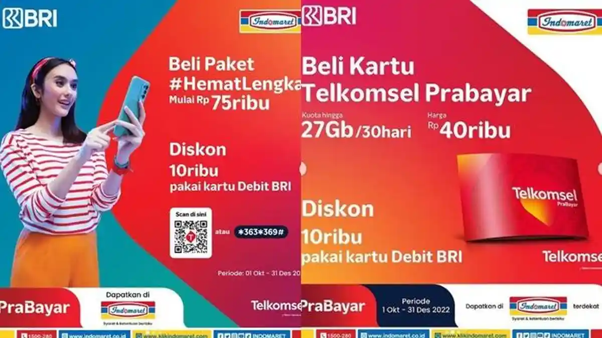 Beli Paket Data Telkomsel Pakai Debit BRI Diskon Rp 10.000, Promo Indomaret Hari ini 17 November