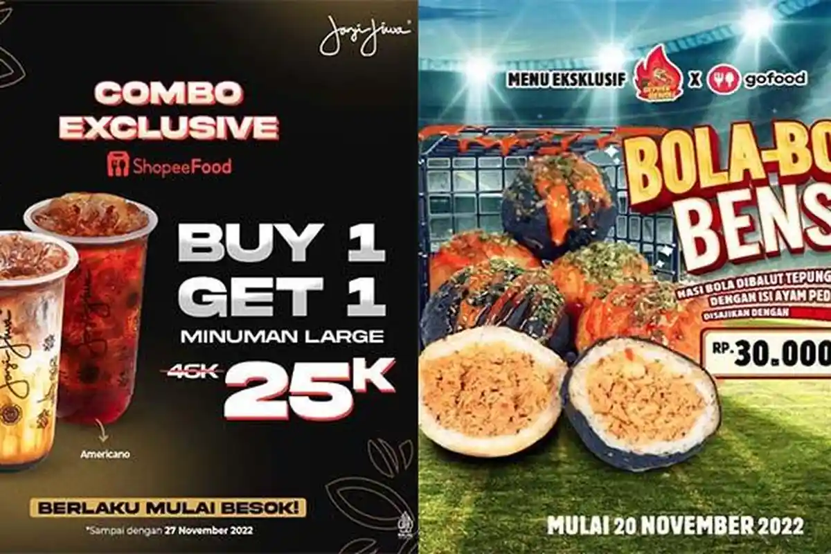 Promo Makanan Hari Ini 21 November 2022, Ada JCO Geprek Bensu Domino's Pizza Dunkin Donuts Chatime