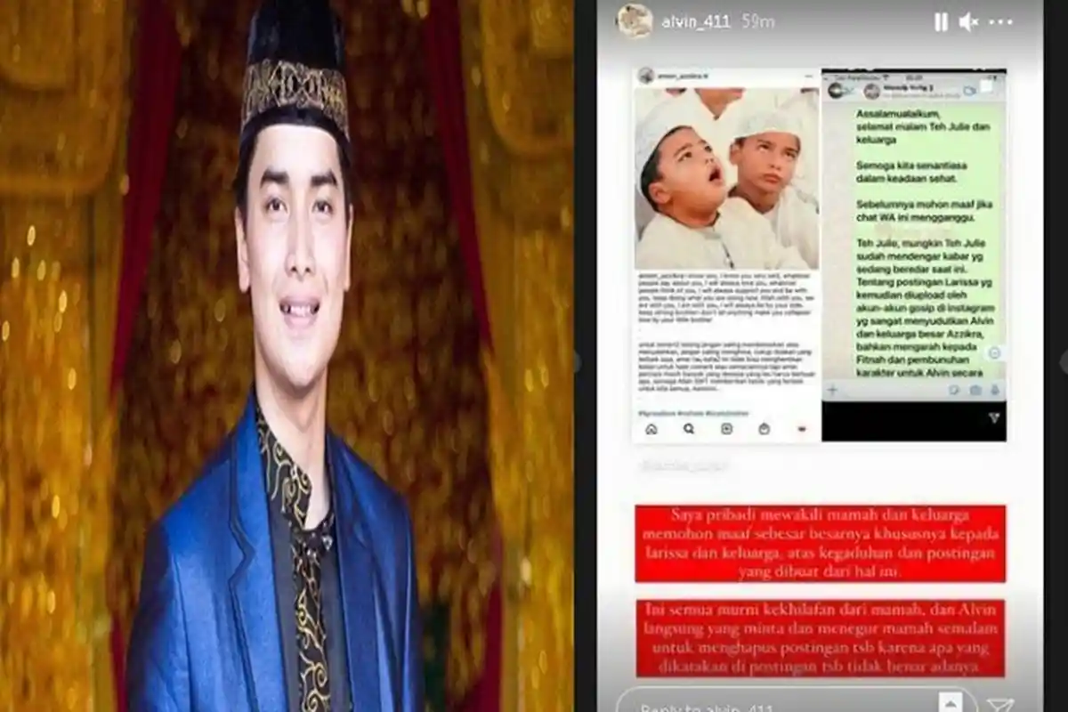 Tegur Sang Ibunda, Alvin Faiz Minta Maaf Kepada Keluarga Larissa Chou, Ini Semua Murni Kekhilafan