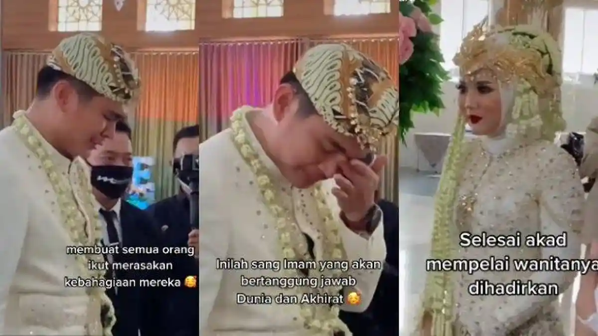 Tidak Menyangka Menikahi Gadis Pujaan, Pria Ini Sontak Menangis di Acara Pernikahan