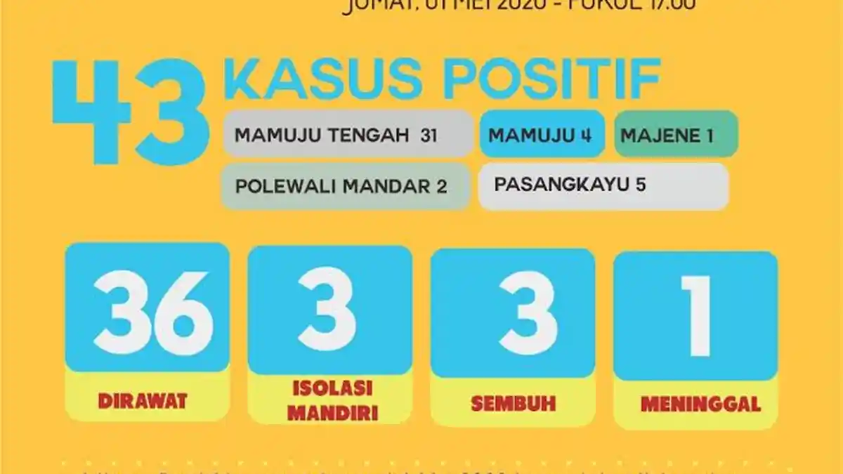 Update Covid-19 Sulbar, 43 Positif Corona dan 73 PDP