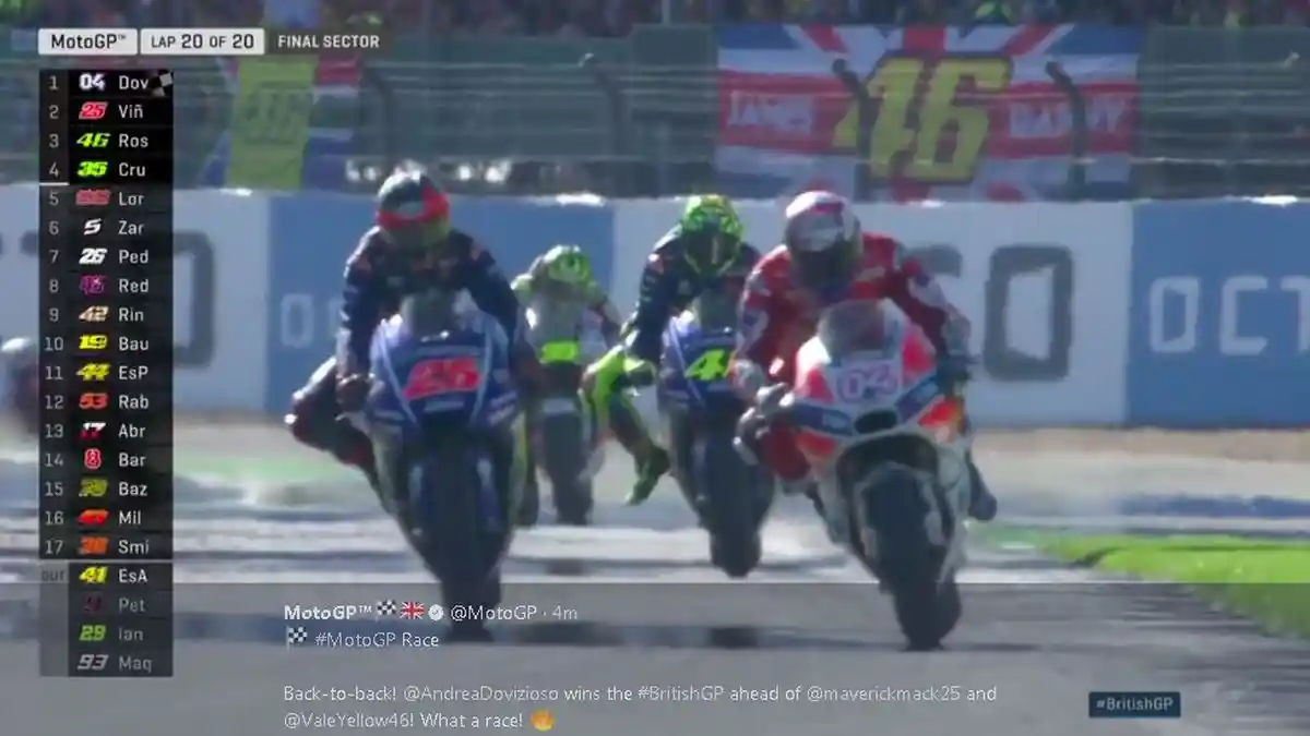 Andrea Dovizioso Jadi Juara, MotoGP Inggris 2017 Penuh Kejutan