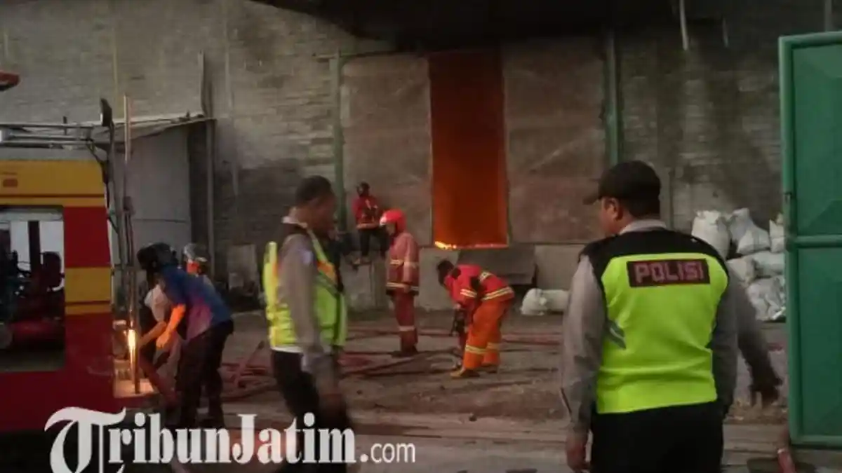Diduga Korsleting Listrik, Pabrik Pembuat Tempat Telur di Blitar Terbakar