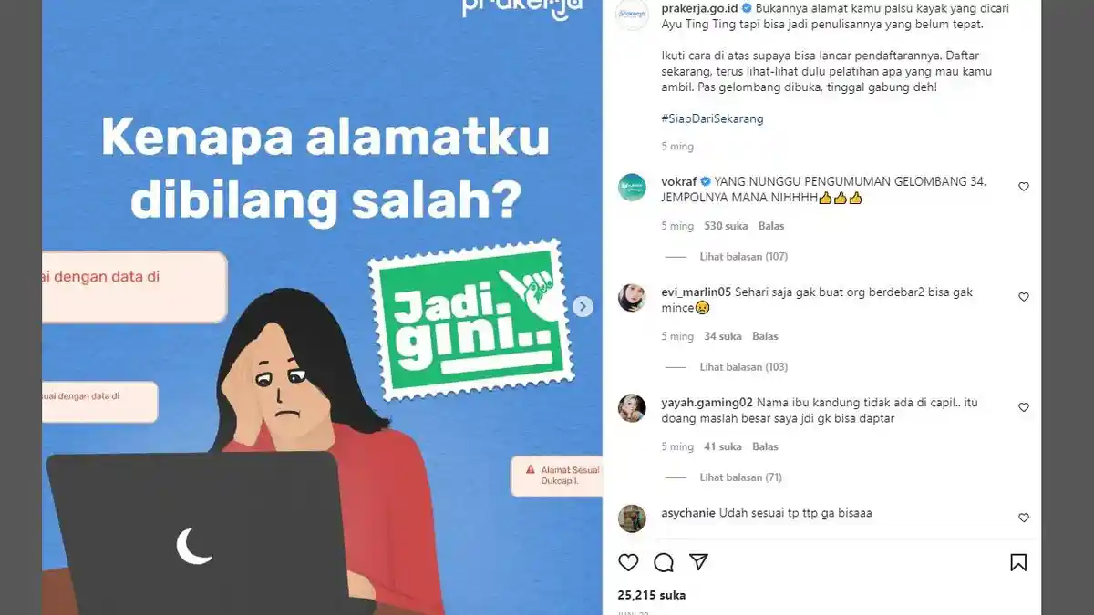Alamat KTP Tak Sesuai Dukcapil saat Daftar Kartu Prakerja, Kenapa?