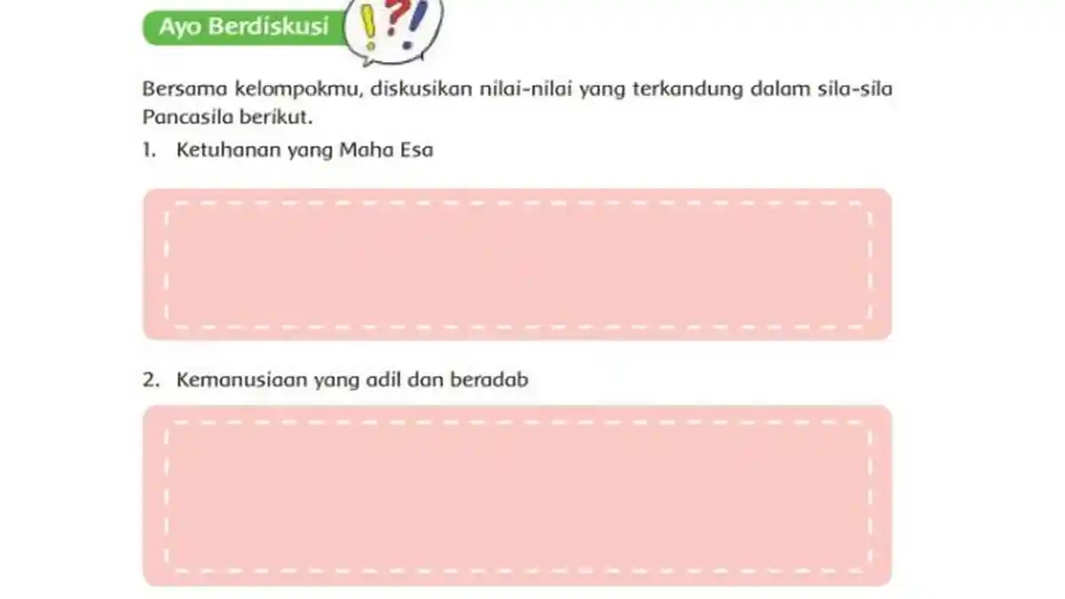 Kunci Jawaban Tema 1 Kelas 6 Halaman 24, Ayo Berdiskusi: Nilai dalam Sila Pancasila