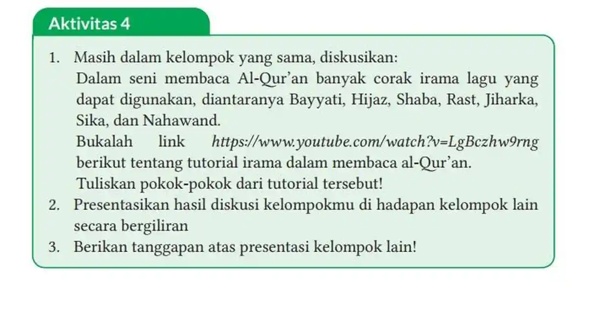 Jawaban Soal PAI Kelas 9 Semester 2 Halaman 203 Kurikulum Merdeka, Aktivitas 4
