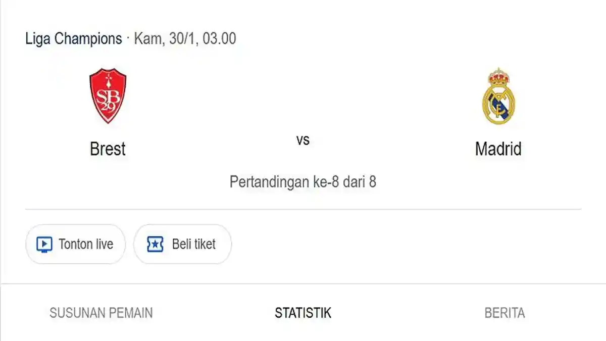 Prediksi Skor dan Susunan Pemain Brest VS Real Madrid, Adu Tajam Ajorque dan Mbappe