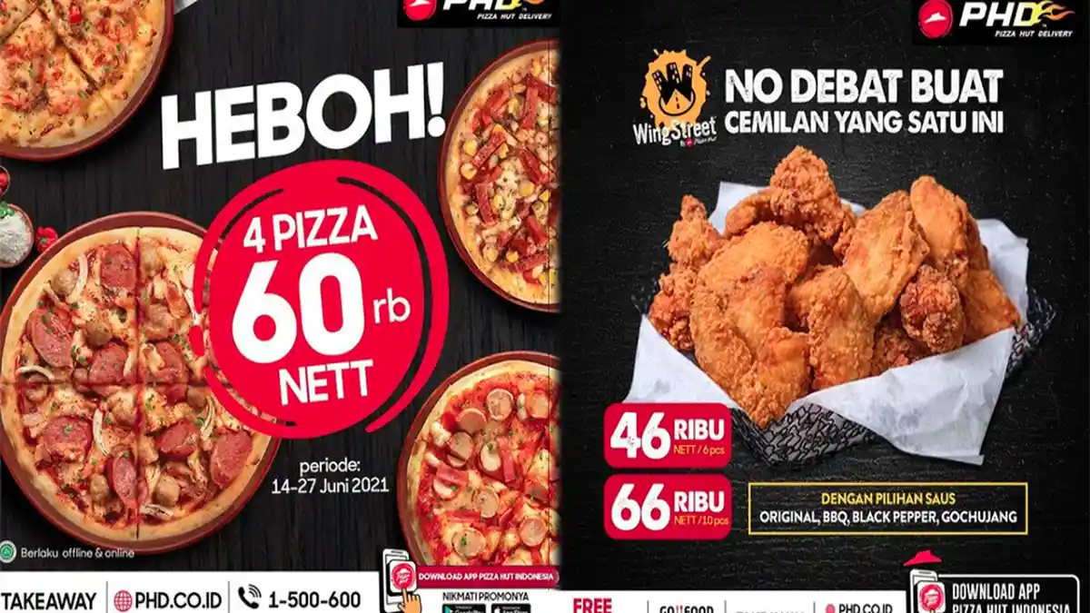 UPDATE PROMO PHD Pizza Hut Delivery Hari Ini 15 Juni 2021, Harga 4 Pizza Heboh Cuma 60 Ribu Saja