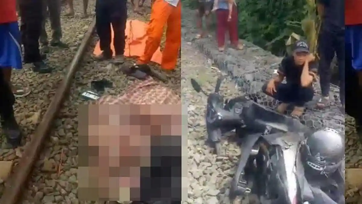 Kecelakaan Maut, Seorang Pemotor Tewas, Terobos Palang Pintu Lalu Tertabrak Kereta