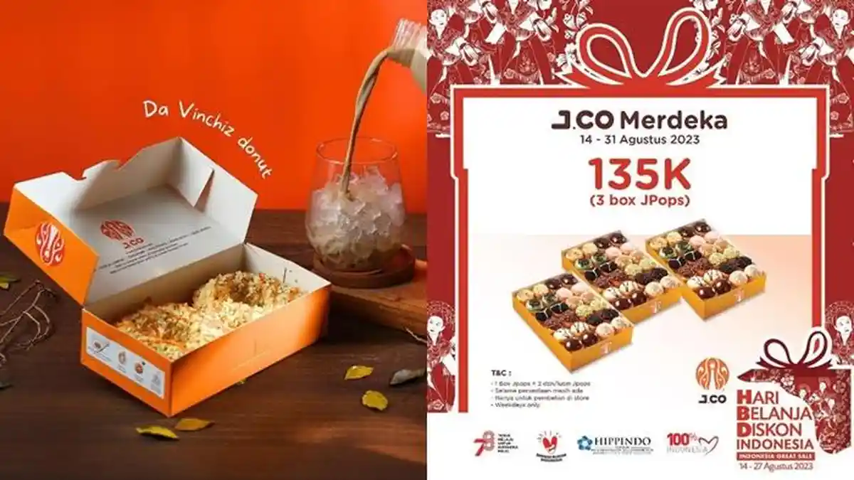 Promo J.CO Hari ini Kamis 31 Agustus 2023, Bayar Rp 135 Ribu Dapat 3 Box Jpops