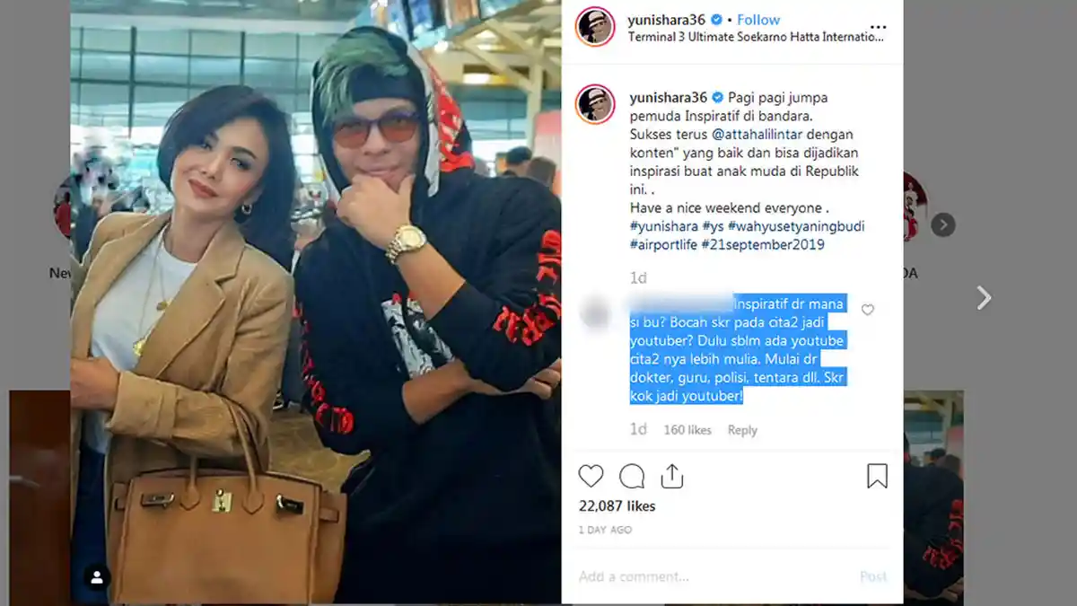 Dikritik Sebut Atta Halilintar YouTuber Inspiratif, Yuni Shara Beri Respon Santai Begini
