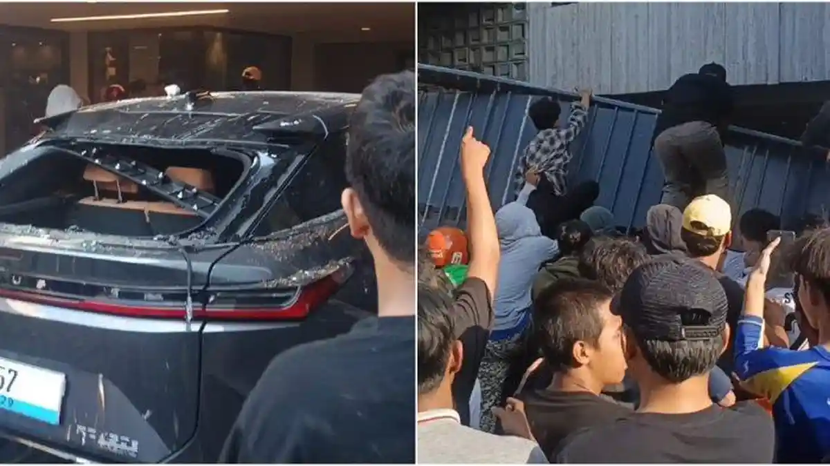 RUMAH AHMAD SAHRONI Dirusak Massa, TV dan Perabotan Dijarah, Mobil Listrik Hancur Dilempari Batu