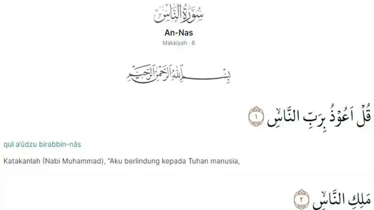 10 Surat Pendek yang Sering Dibaca Imam Solat Tarawih, Ada Surat An-Nas, Al-Maun hingga Al-Lahab