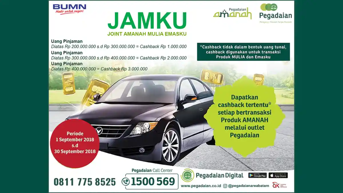 Mau Dapat Cashback Emas senilai 3 Juta Rupiah? Beli Motor atau Mobil lewat Pegadaian