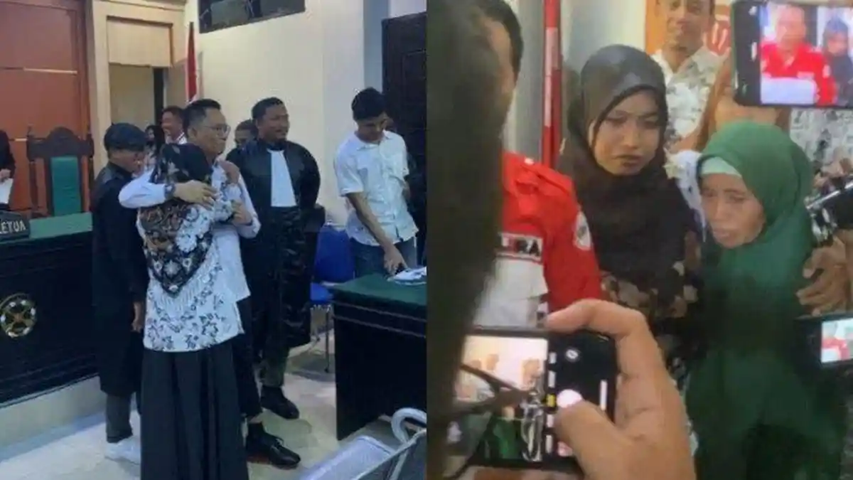 TEPAT HARI Guru, Supriyani Vonis Bebas Atas Tuduhan Pukul Siswa Anak Polisi, Tangis Haru Peluk Rekan