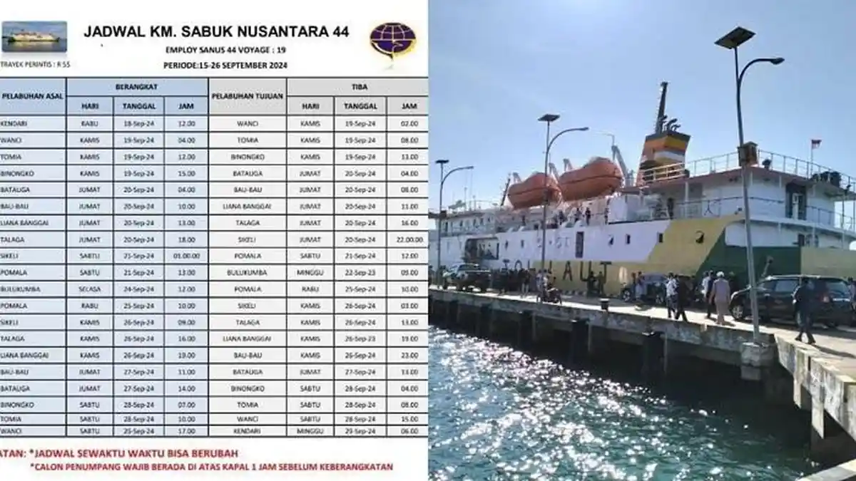 Jadwal KM Sabuk Nusantara 44 Rute Wanci, Tomia, Batauga hingga Pomalaa 18-29 September 2024