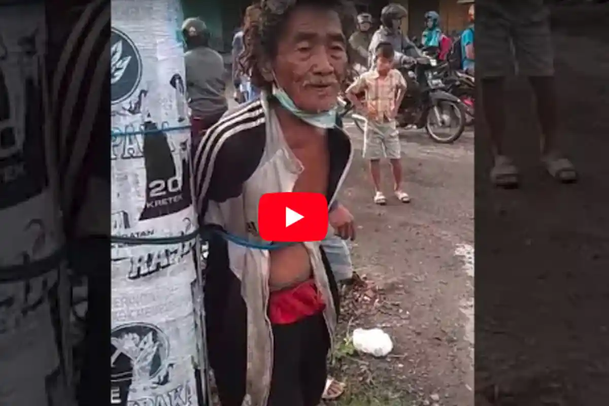 Ngaku Tim Sukses Bupati, Kakek Renta ini Malah Diikat ke Tiang Listrik dan Jadi Tontonan Warga
