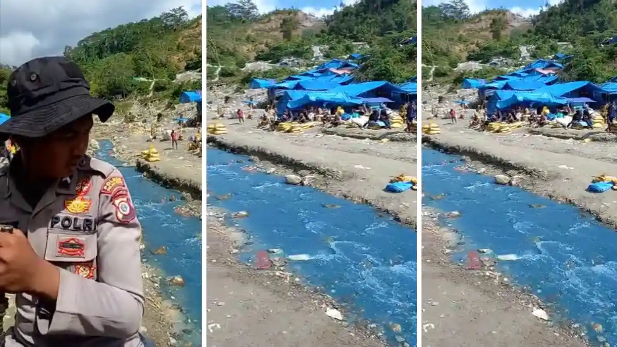 Air Sungai Anahoni Gunung Botak Berwarna Biru, Diduga Tercemar Mercuri