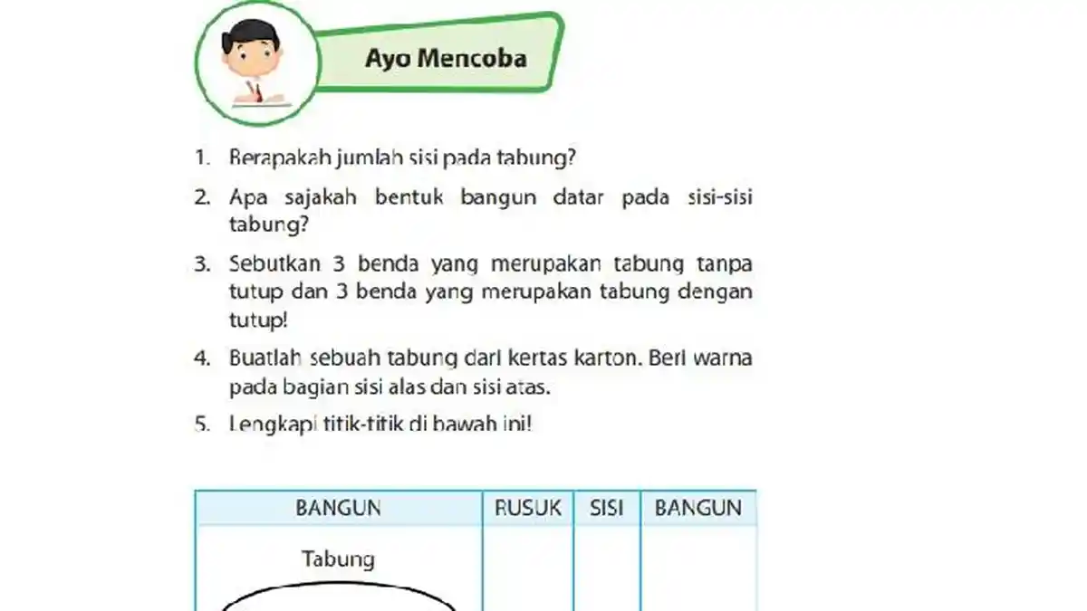 Kunci Jawaban Matematika Kelas 6 Halaman 95, Mengamati Bentuk Tabung dengan Benar