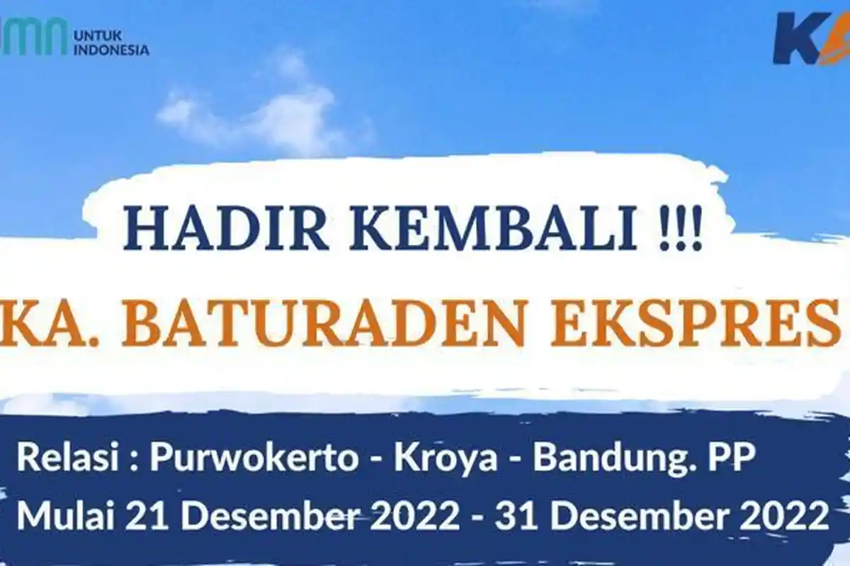 KAI Daop 5 Purwokerto Jalankan Lagi KA Baturraden Ekspress
