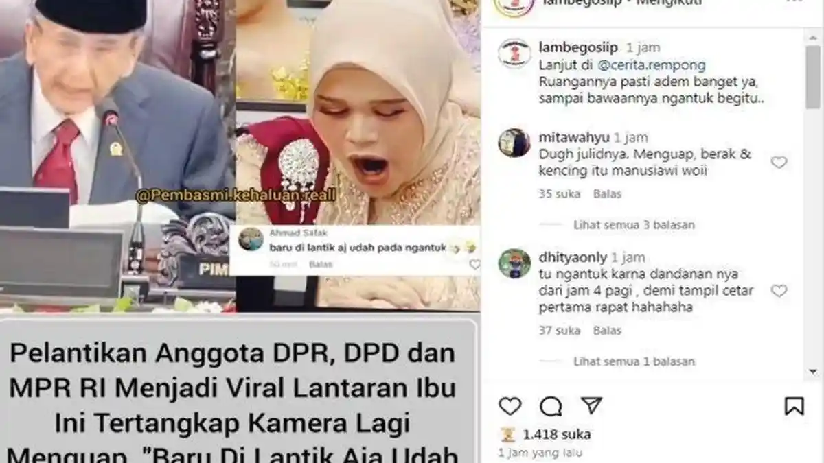 Viral Anggota Dewan yang Baru Dilantik Kepergok Menguap saat Pelantikan DPR DPD MPR RI