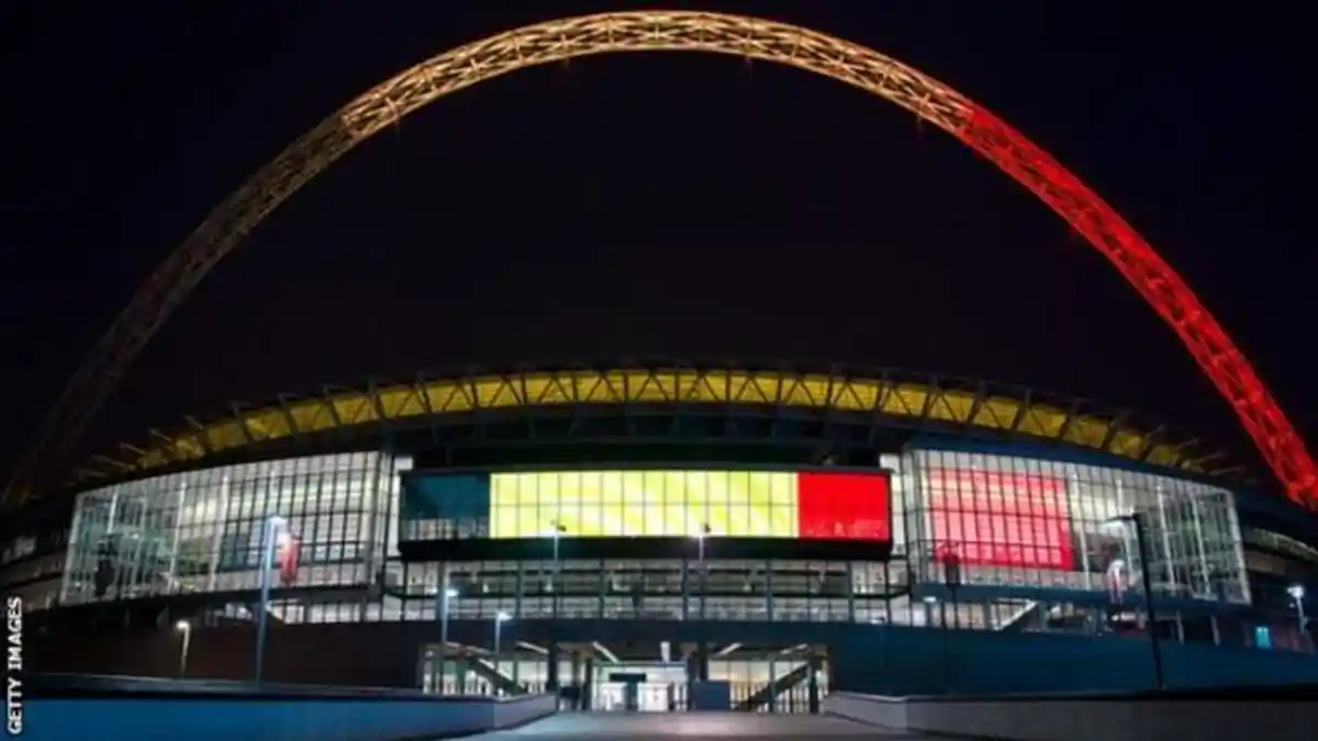 Bentuk Solidaritas, Stadion Wembley Disoroti Lampu Warna Bendera Belgia