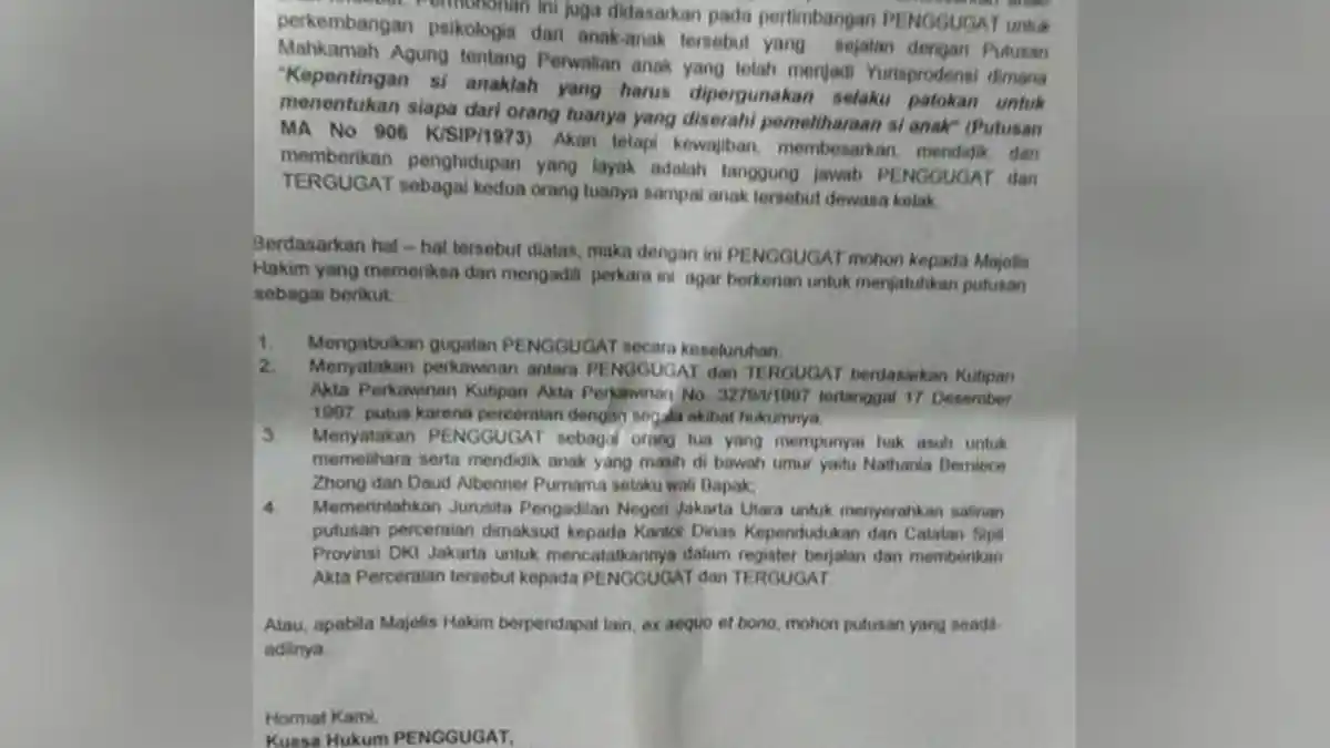Beredar Lembar-lembar Surat Gugatan Perceraian, Vero Diduga Punya 'Good-Friend'