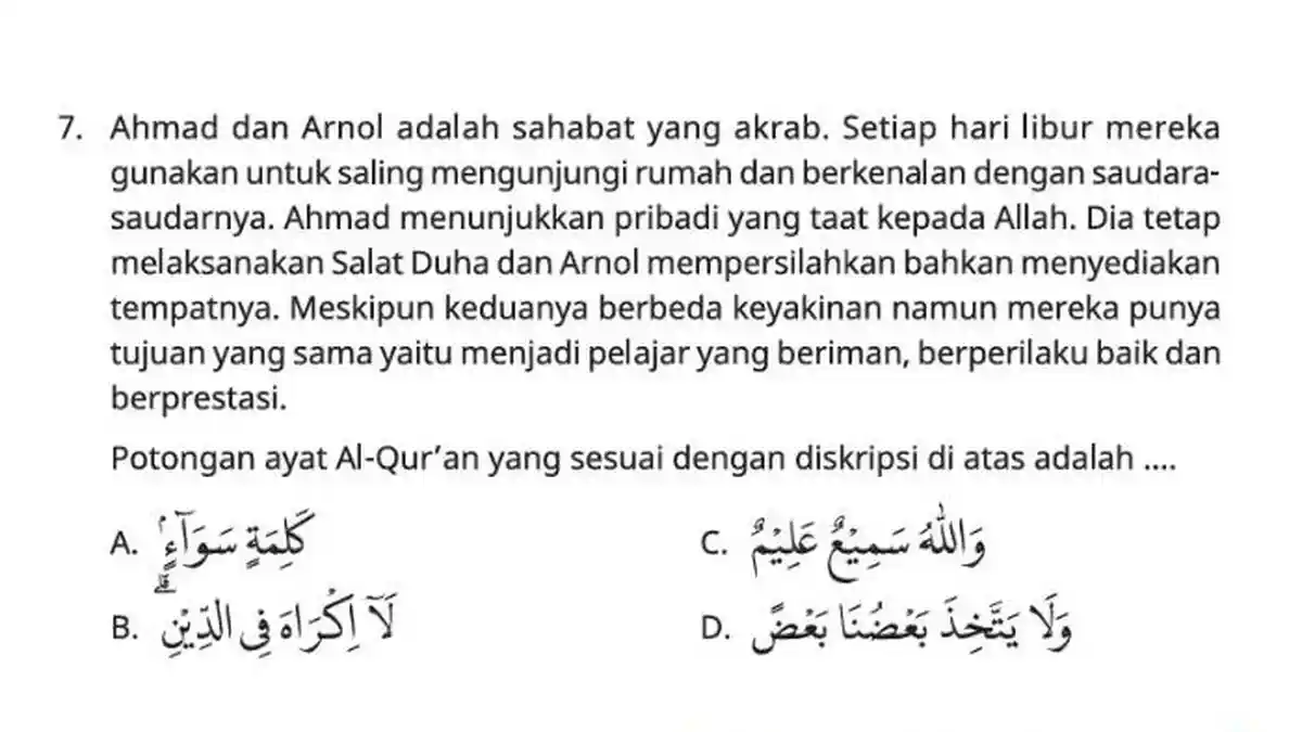 Kunci Jawaban PAI Kelas 5 SD Kurikulum Merdeka, Ahmad dan Arnol adalah Sahabat yang Akrab