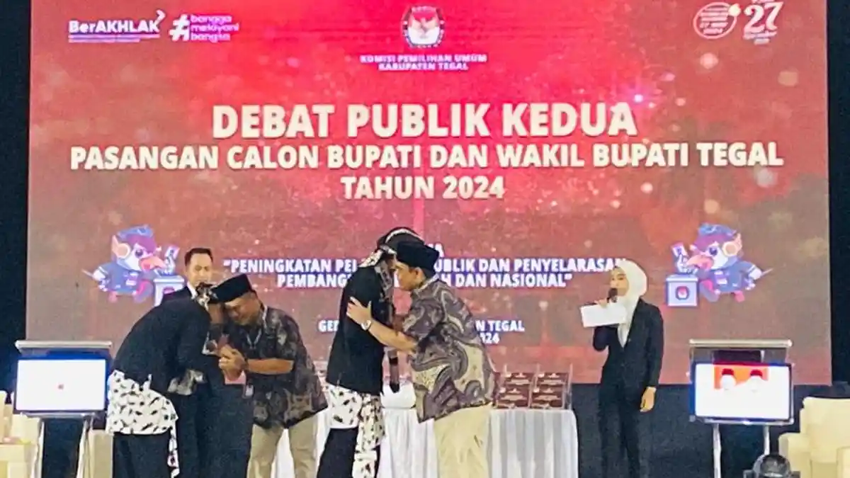 Debat Kedua Pilkada Tegal, Bima-Mujab Full Senyum,  Ischak-Kholid: Jangan Percaya Hoaks