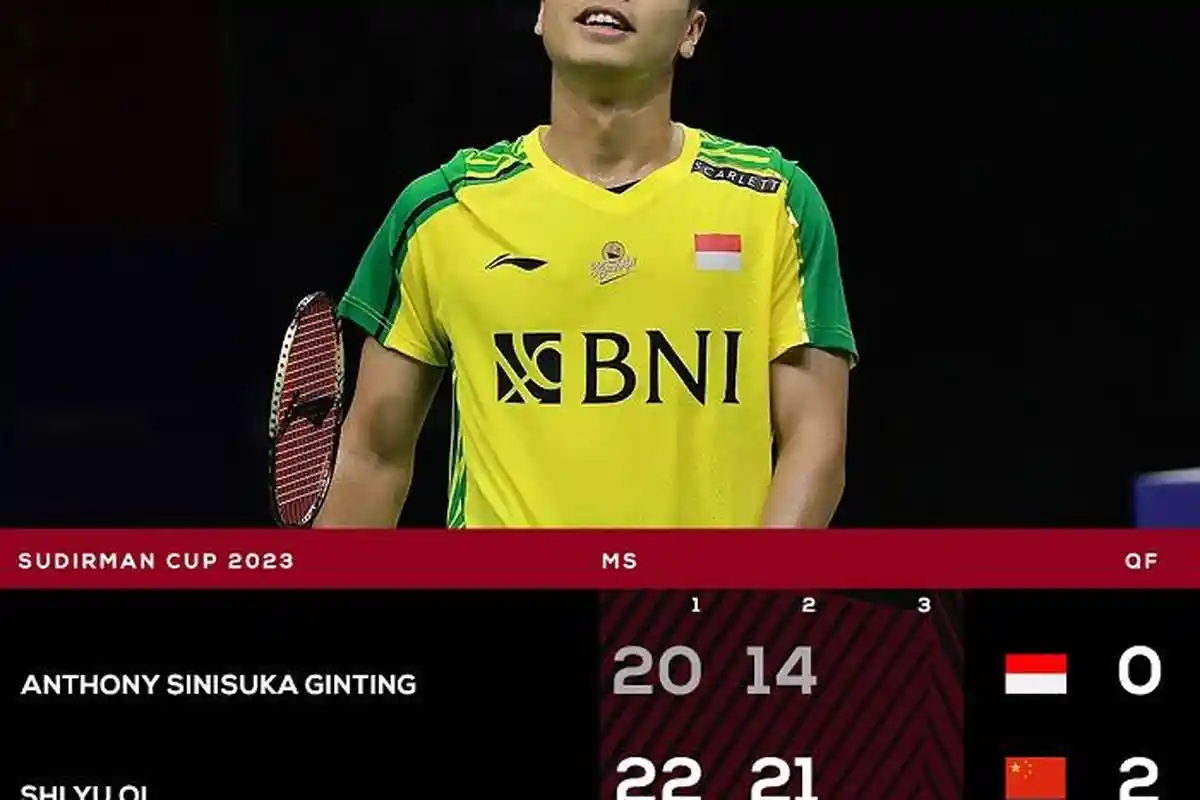 Piala Sudirman 2022: Anthony Ginting Ditaklukkan Shi Yu Qi, Indonesia Tertinggal 0-2 dari China
