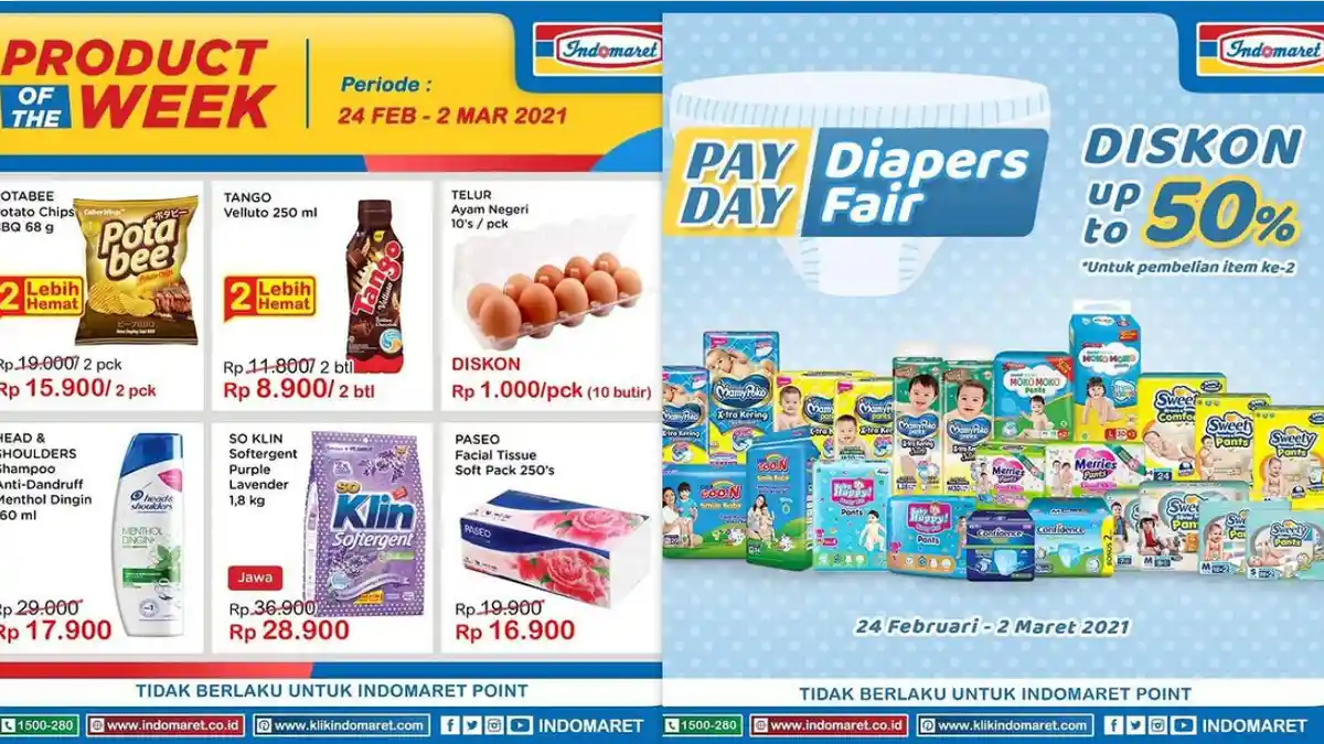 Promo Indomaret Hari Ini 26 Februari 2021, Harga Hemat Telur Detergen Diapers Susu Beras Sampo Snack