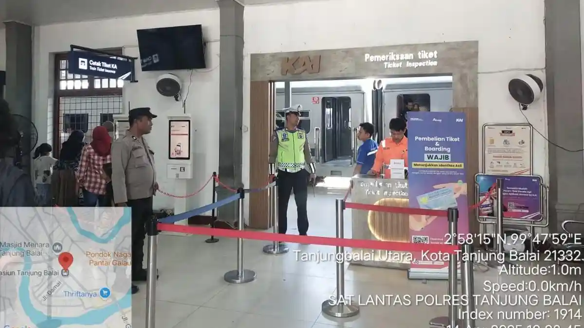 Personel Pos Terpadu Amankan Arus Balik Mudik di Stasiun KA Tanjungbalai, Warga Merasa Nyaman