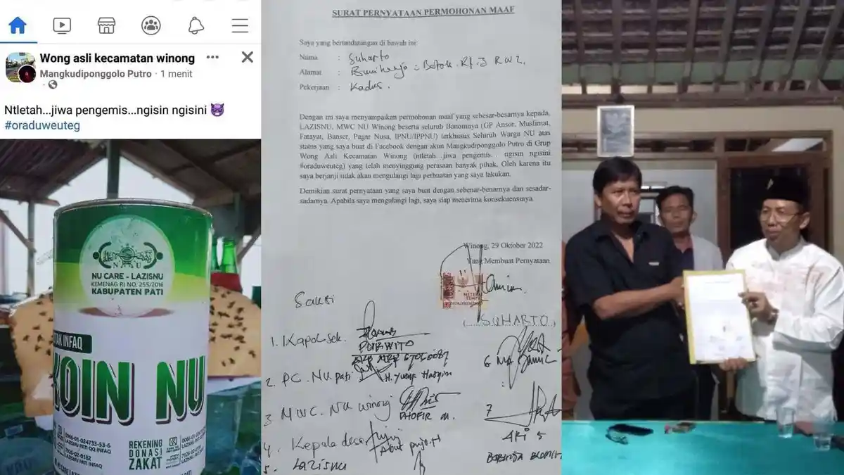 Suharto Minta Maaf kepada Nahdliyin, Perangkat Desa di Pati Akui Salah Hina Koin NU di Medsos