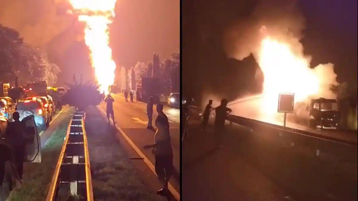 KRONOLOGI Truk Tangki Pertamina Terbakar di Gerbang Tol H Anif, Diduga karena Pecah Ban