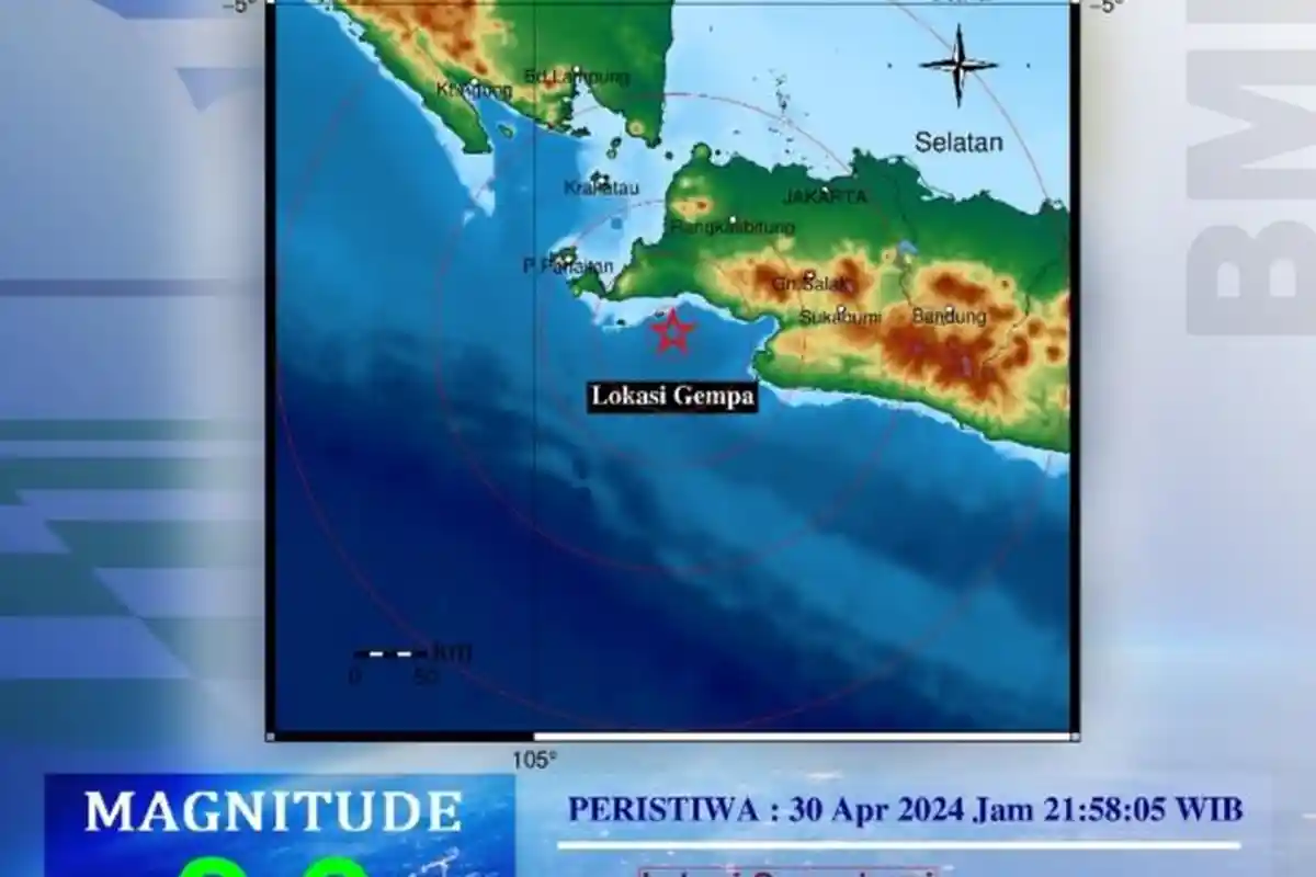 Gempa Terkini Malam Ini Mengguncang Muara Binuanguen Banten, Info BMKG Magnitudo 2,9 Skala Richter