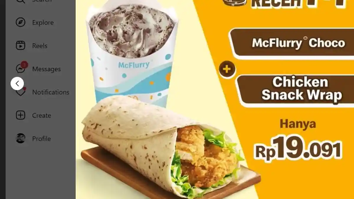 Promo McDonalds 28 Februari 2023, Ada Menu Receh, McFlurry Choco dan Chicken Snack Wrap Rp 19 Ribuan