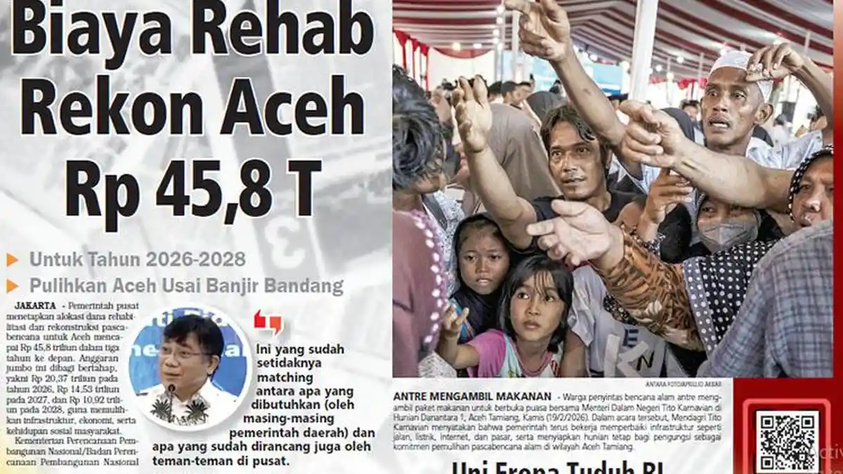 Biaya Rehab Rekon Aceh Rp 45,8 T