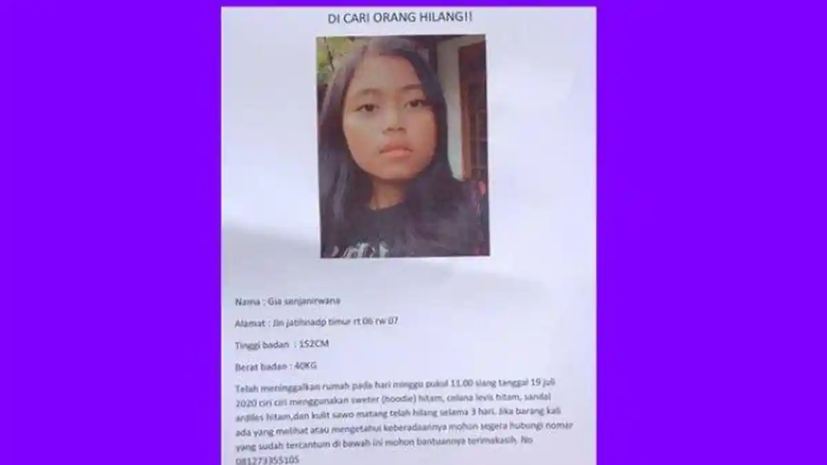 Gadis Bandung Ini Menghilang Misterius, Pamit pada Orangtua akan Main