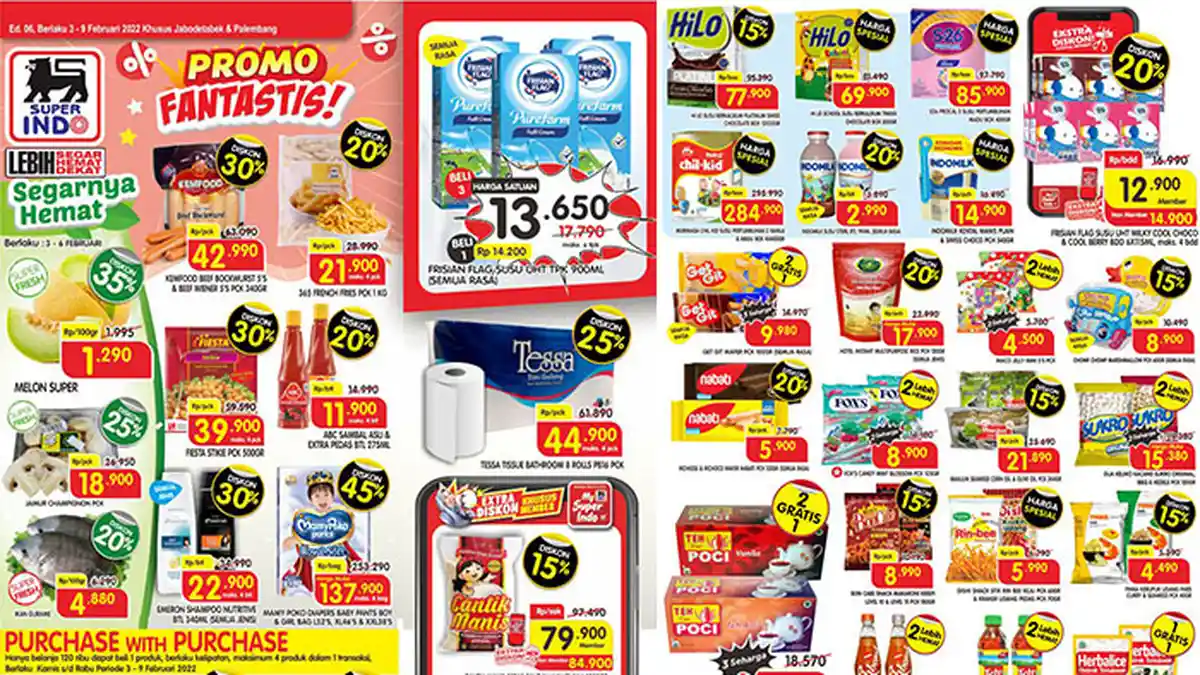 PROMO Superindo TERBARU 3-9 Februari 2022: MamyPoko Diapers Diskon45%, Cilok Susu Yogurt Harga Hemat
