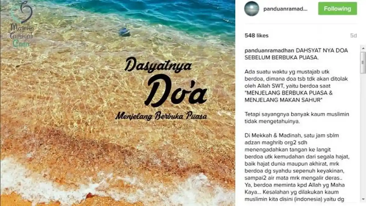 Jangan Sia-siakan Waktu Mustajab Ini, Berdoalah Menjelang Buka Puasa