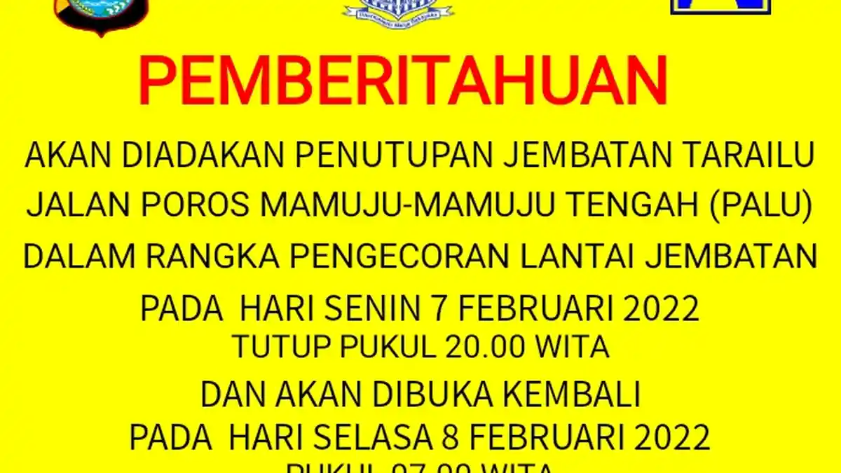 Lantai Jembatan Tarailu Mamuju kembali Dicor, Pengguna Jalan Diminta Bersabar