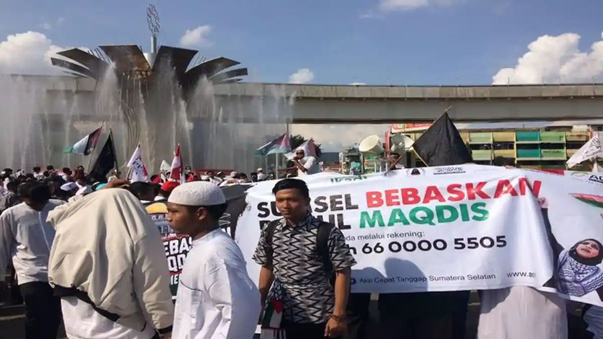 Ratusan Massa di Palembang Gelar Aksi Bebaskan Baitul Maqdis