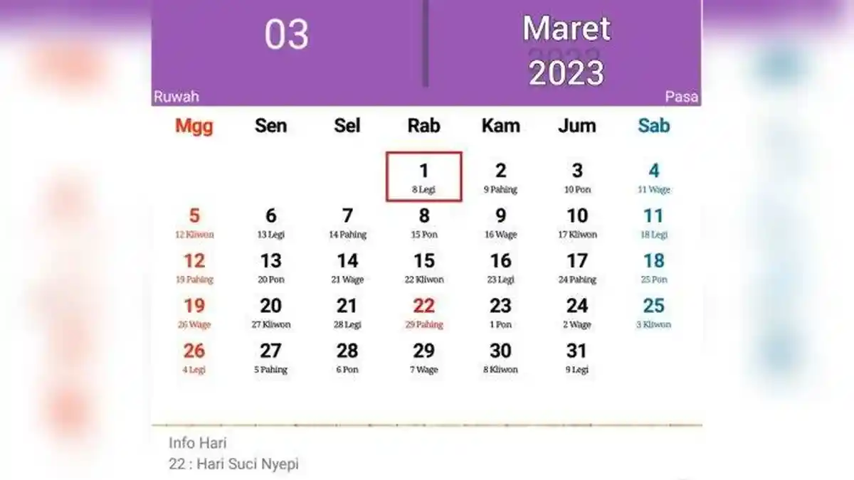 Kalender Jawa Besok Jumat 3 Maret 2023, Weton Jumat Pon, Melambangkan Ini
