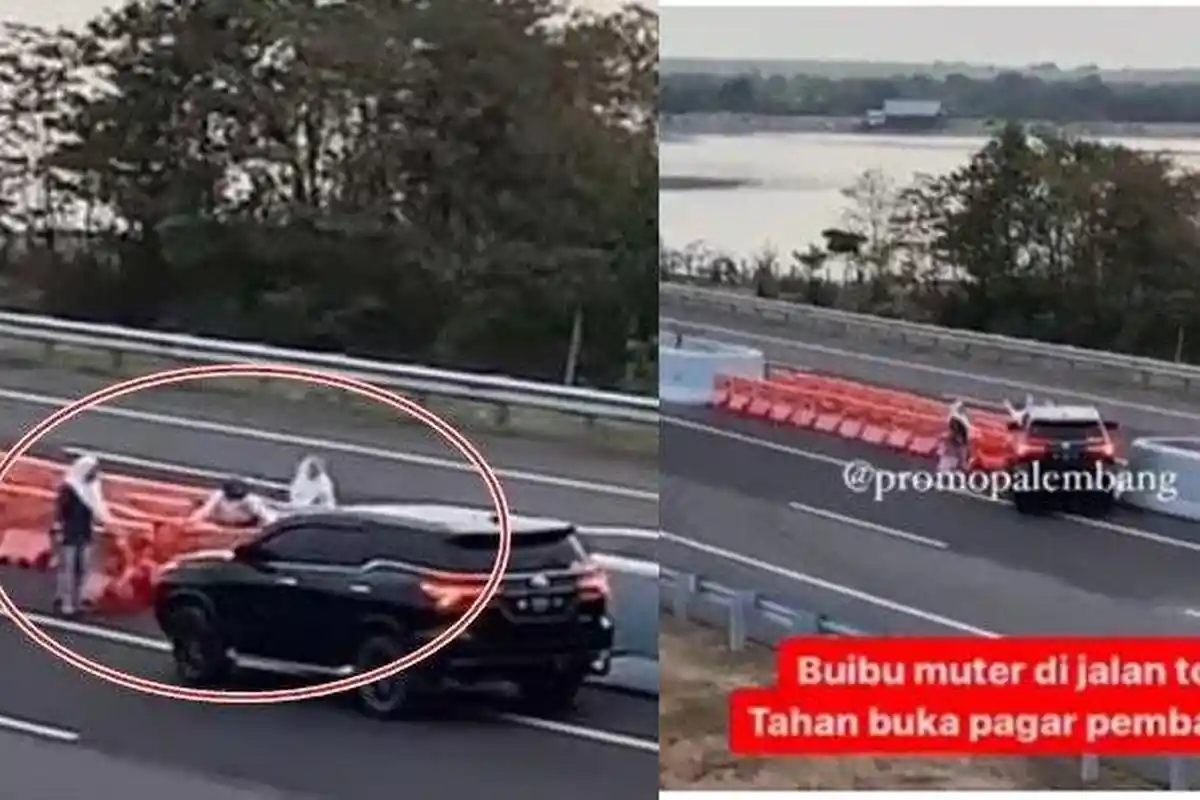 Video Emak-emak Naik Fortuner Nekat Putar Balik di Jalan Tol, Sampai Turun dan Geser Pembatas Jalan