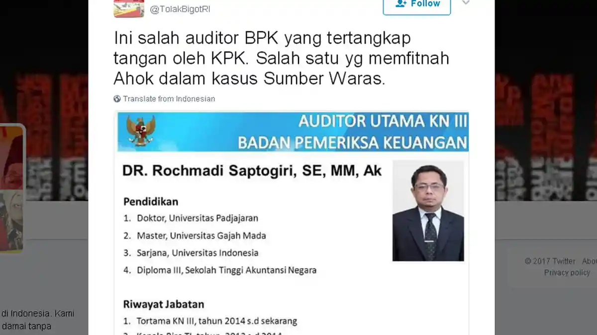 Pejabat BPK yang Kena OTT KPK Bergelar Doktor, Pernah Fitnah Ahok dalam Audit RS Sumber Waras