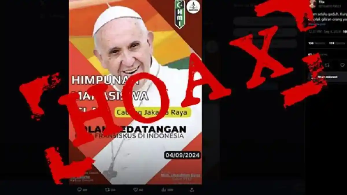Cek Fakta: HMI Tolak Kedatangan Paus Fransiskus di Indonesia